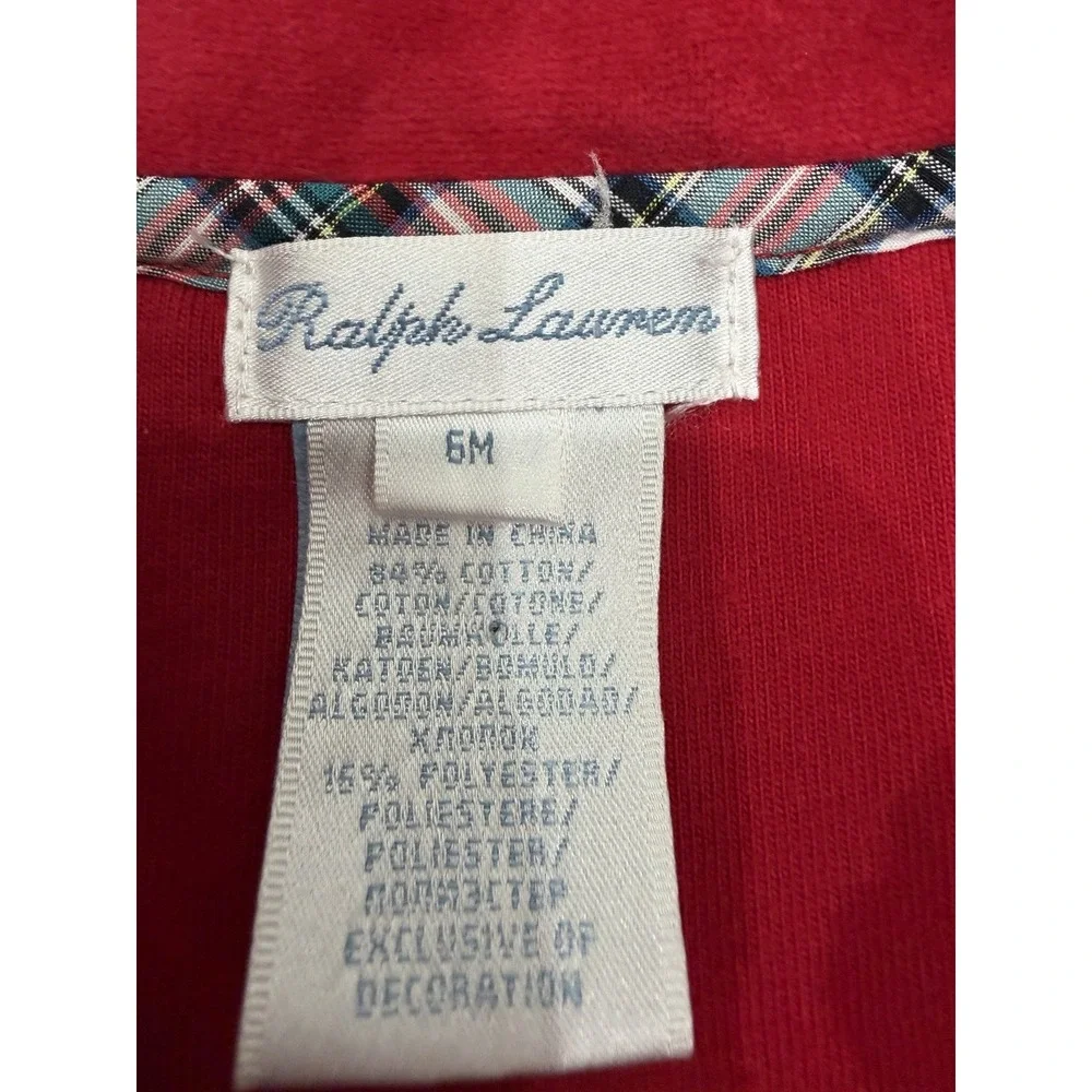 Ralph Lauren Baby One Piece Long Sleeve Embroidered Logo Red 6 Month
